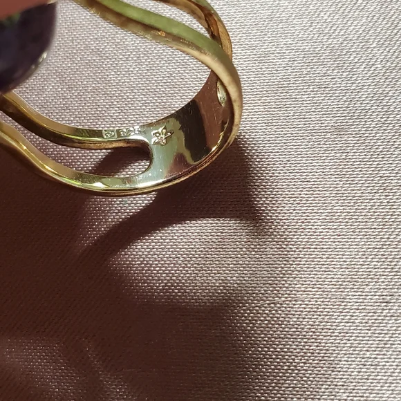 Purple Turquoise and Gold Plated Sterling Ring - Picture 3 of 8